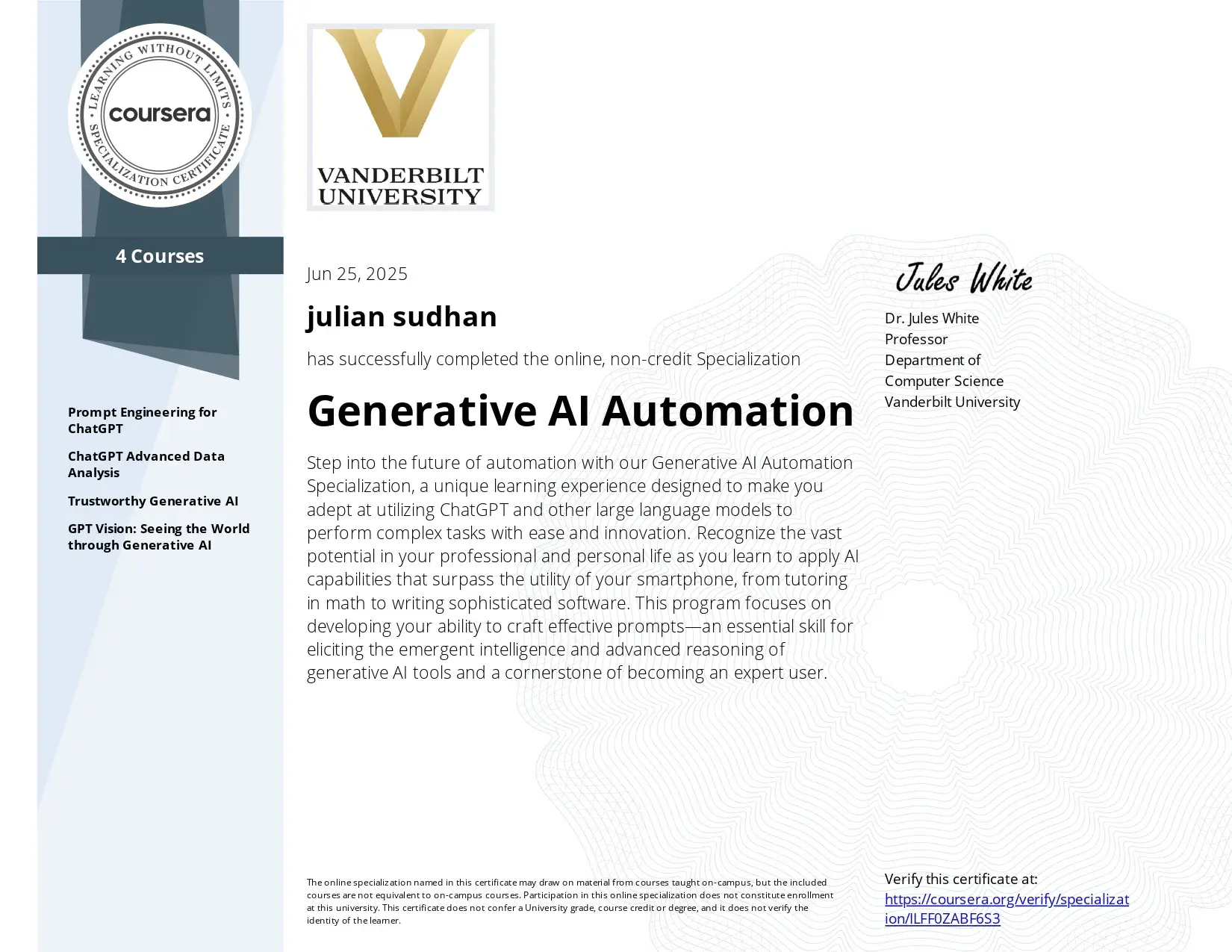 Generative AI Automation Certificate